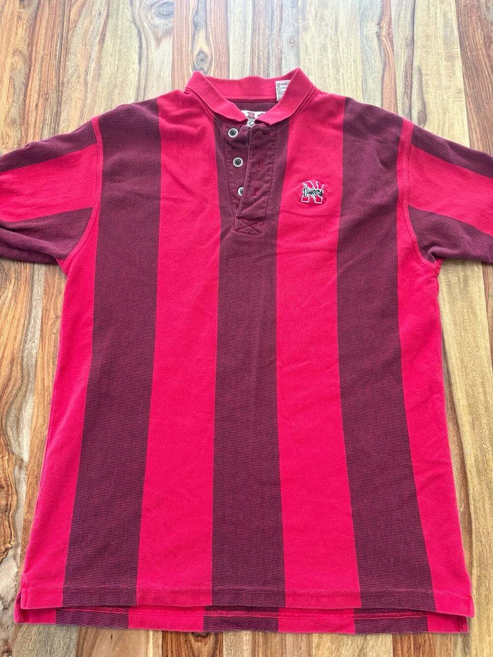 Vintage  Nebraska Huskers Striped Polo Shirt Size Large